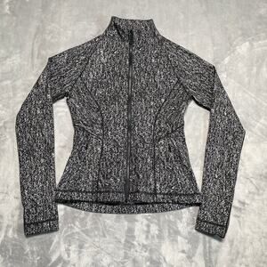 Lululemon Lightly Jacket Womens 6 Black Grey Running Full Zip Thumbholes Workout